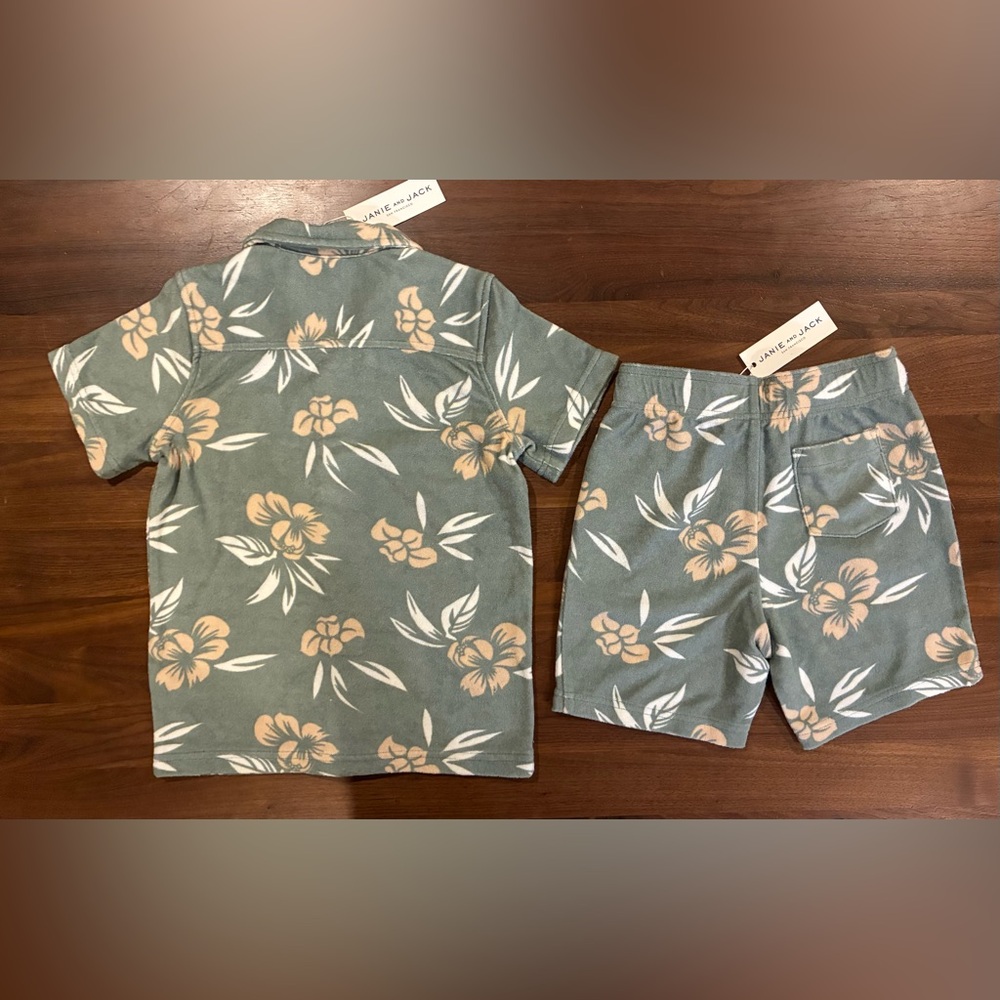 NWT- Janie and Jack Tropical Floral Terry Matching Set Size 6 - Picture 3 of 7
